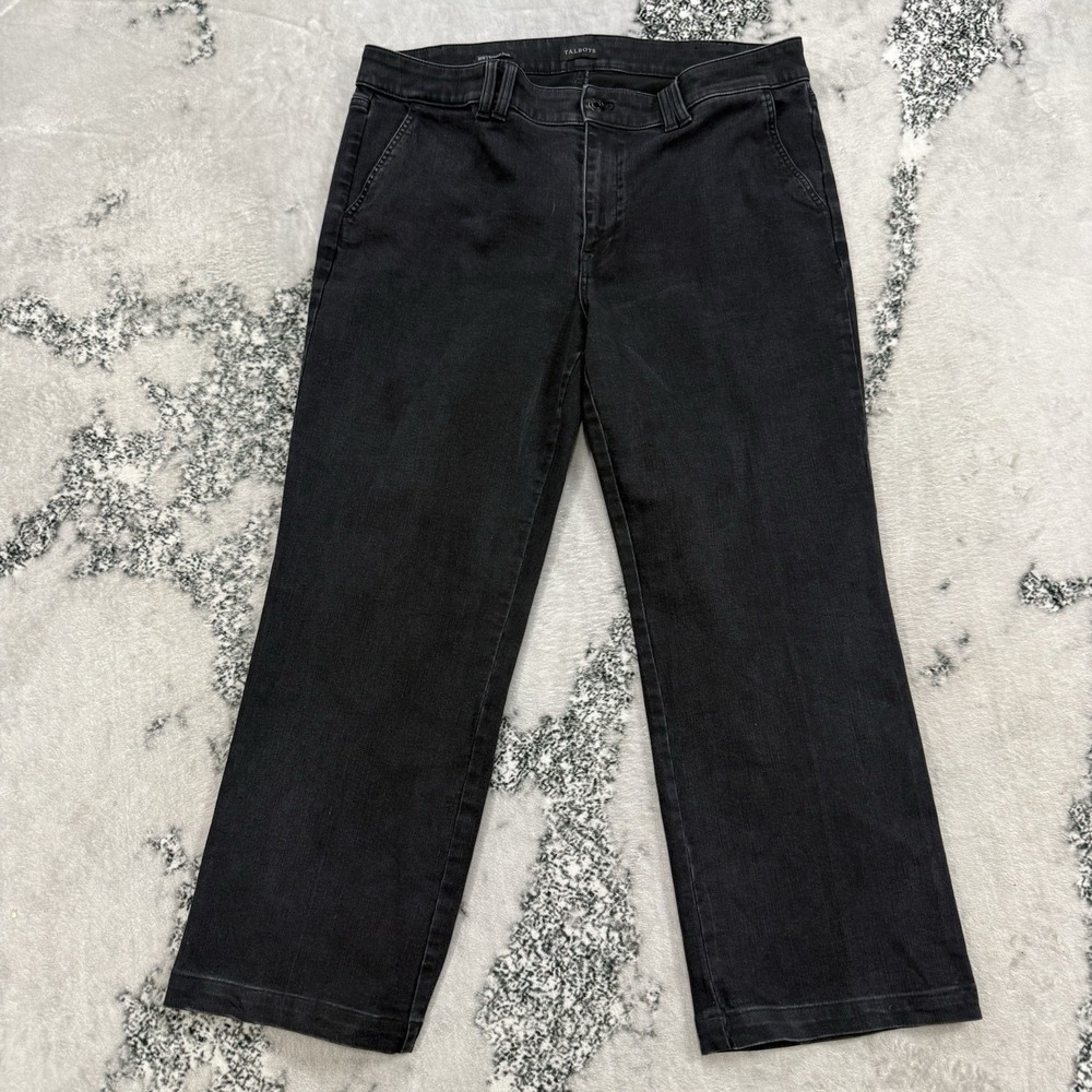 Talbots Black Denim Jeans‎ Stretch Straight Leg Dark  Womens 16W Casual Career